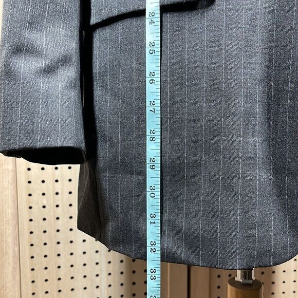 CHAPS Suit Jacket Mens 44L Gray Pinstripe Wool Two Button Sport Coat - Picture 13 of 14